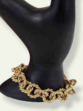 Gold Tone Textured Link Toggle Bracelet